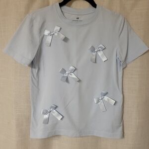 H&M Pastel Blue Kids Tee with Satin Bows